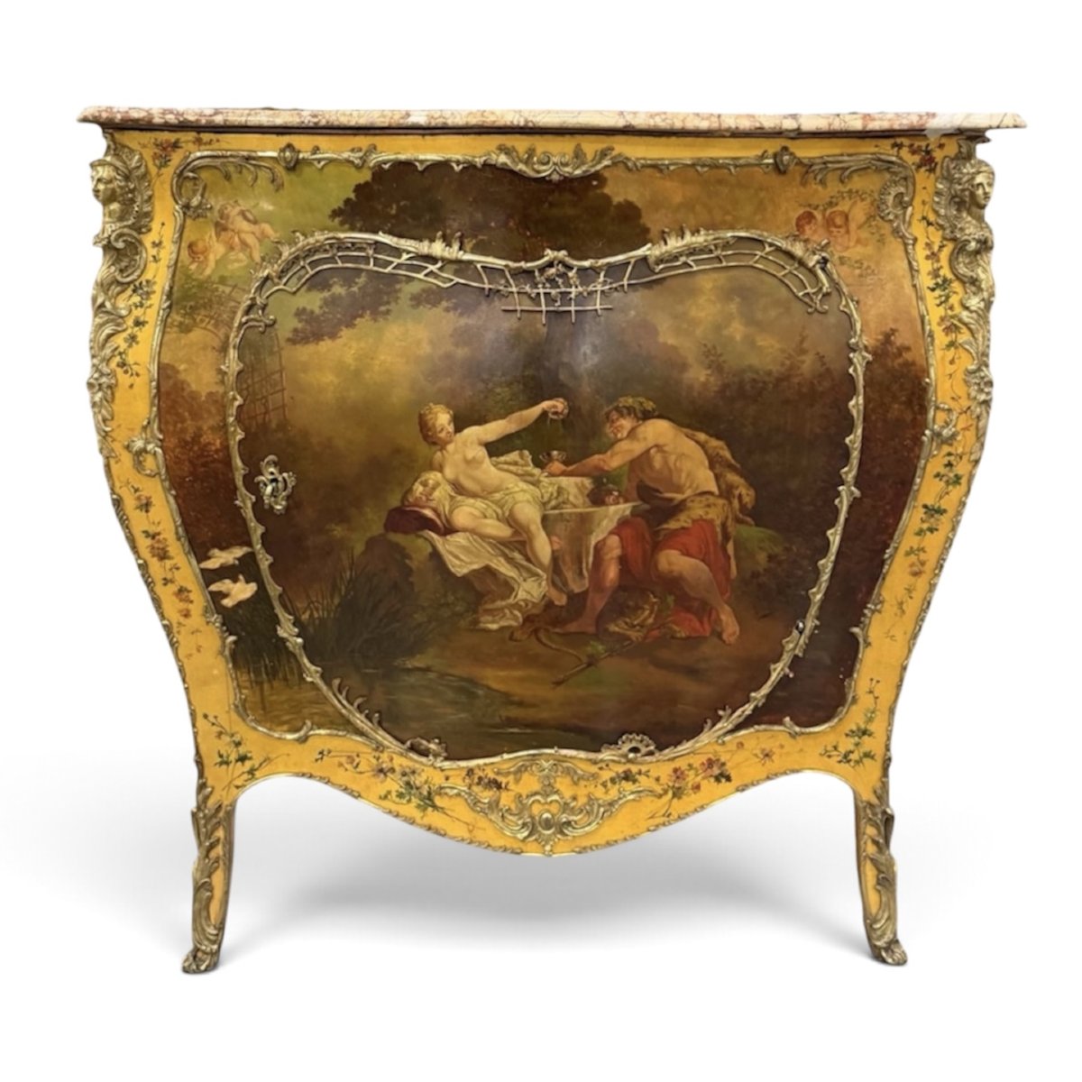 Meuble d'appui galbé toutes faces de style Louis XV en vernis Martin - Fin du XIX° siècle -photo-2