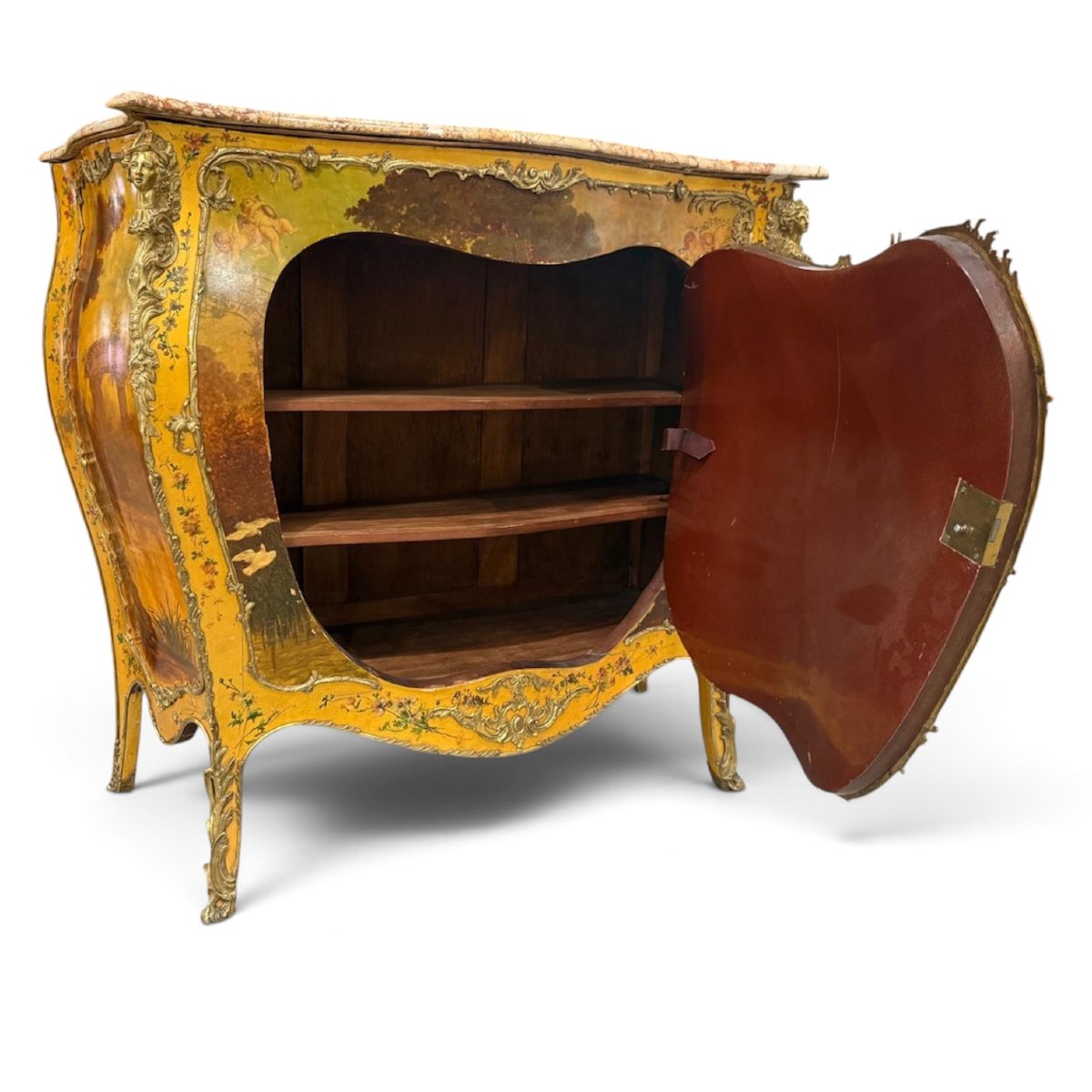 Meuble d'appui galbé toutes faces de style Louis XV en vernis Martin - Fin du XIX° siècle -photo-3
