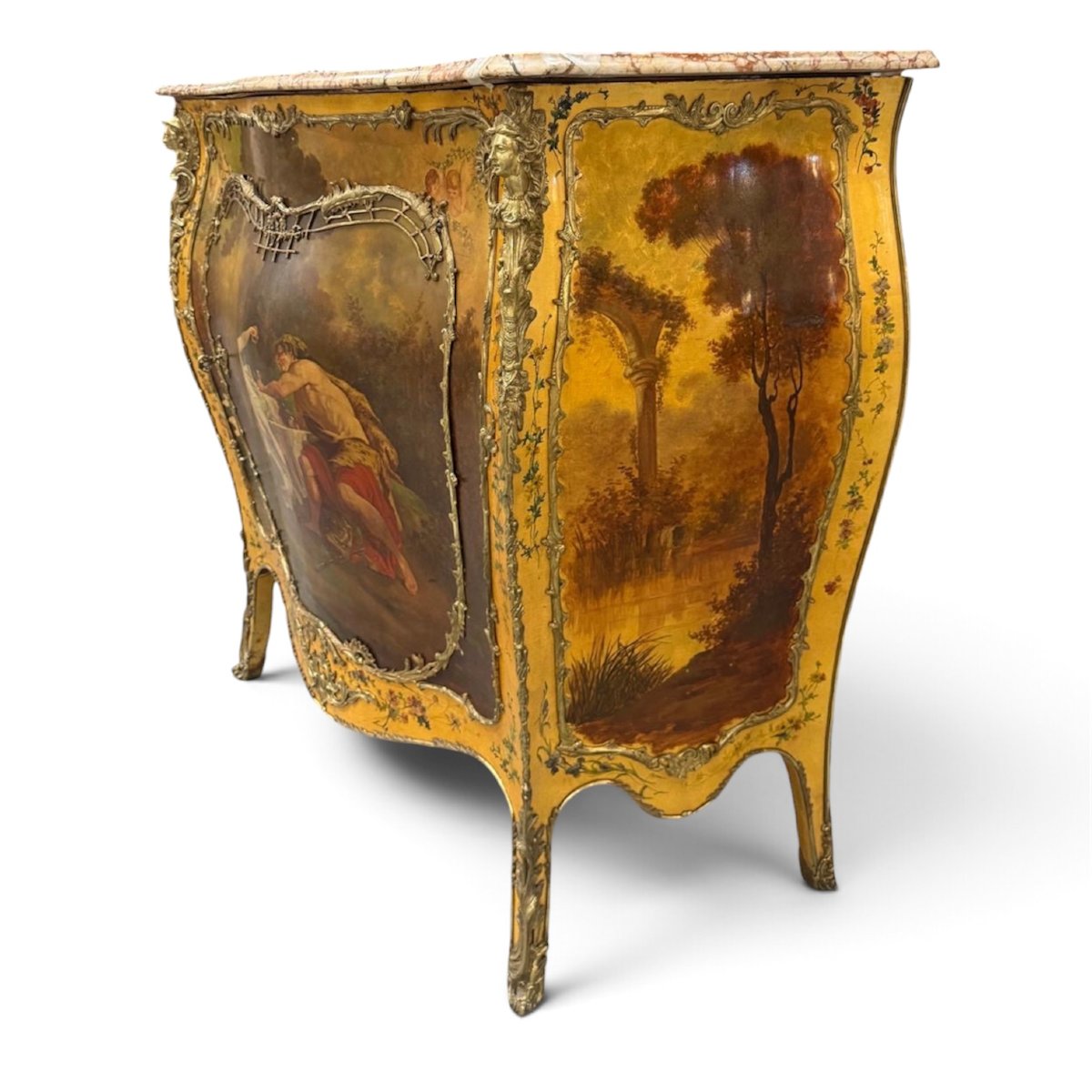 Meuble d'appui galbé toutes faces de style Louis XV en vernis Martin - Fin du XIX° siècle -photo-4