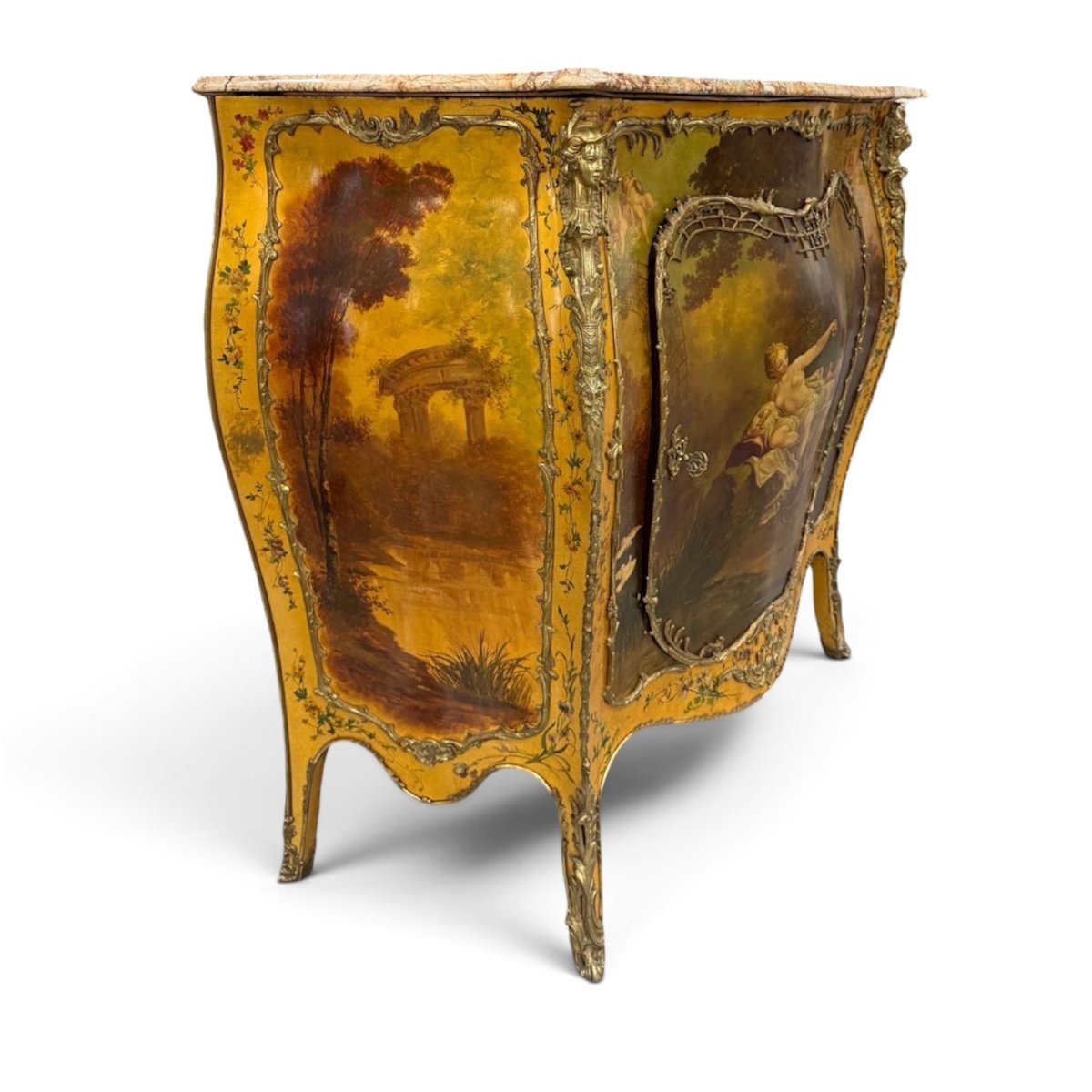 Meuble d'appui galbé toutes faces de style Louis XV en vernis Martin - Fin du XIX° siècle -photo-1