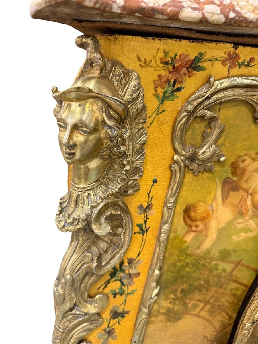 Meuble d'appui galbé toutes faces de style Louis XV en vernis Martin - Fin du XIX° siècle -photo-4
