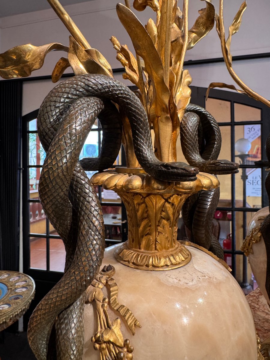 Pair Of Large "snake" Vases After Pierre Gouthière (1732–1813)-photo-4