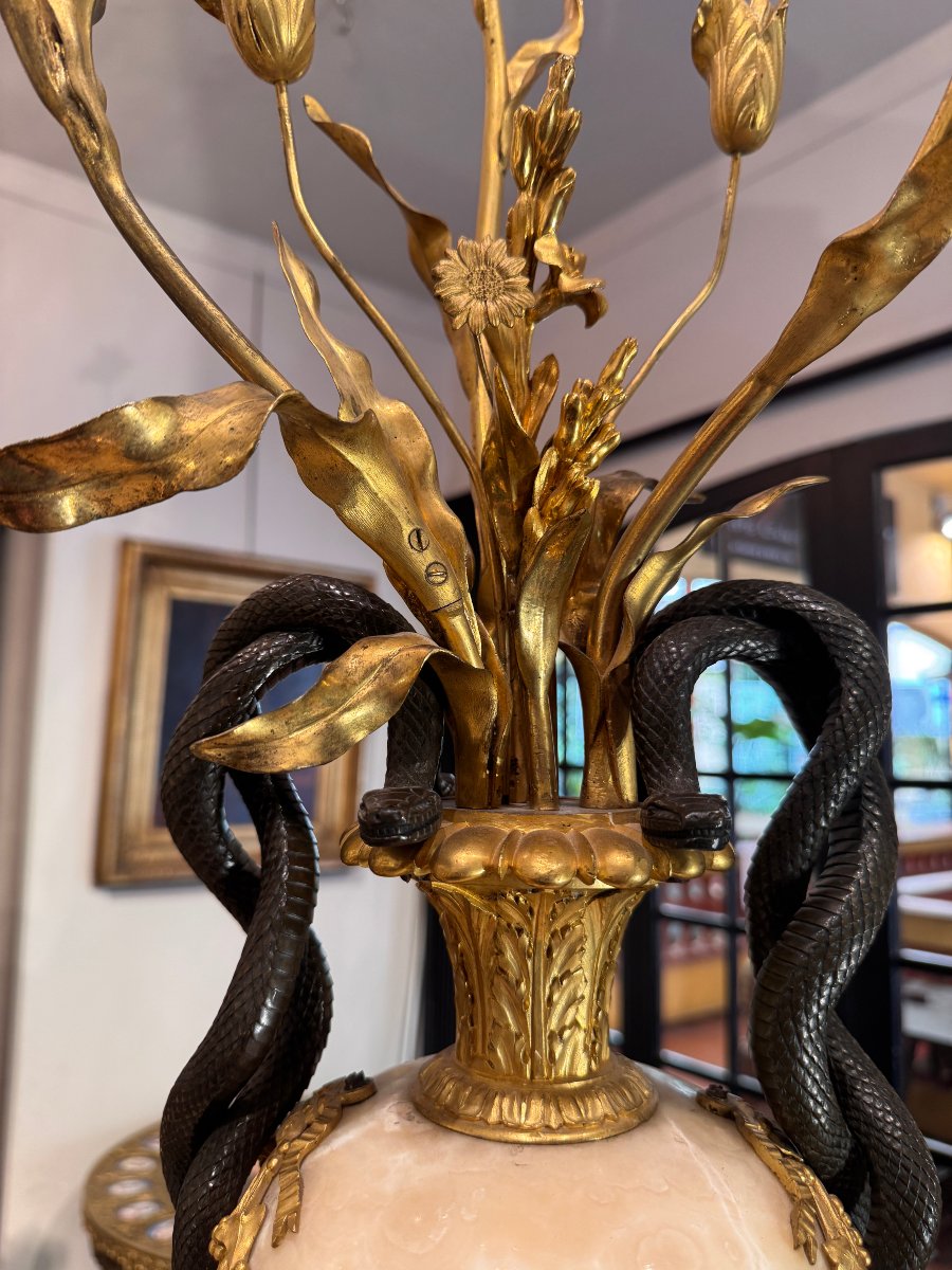 Pair Of Large "snake" Vases After Pierre Gouthière (1732–1813)-photo-8