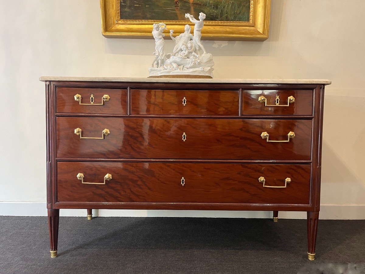 Louis XVI Commode In Mahogany, 18th Century