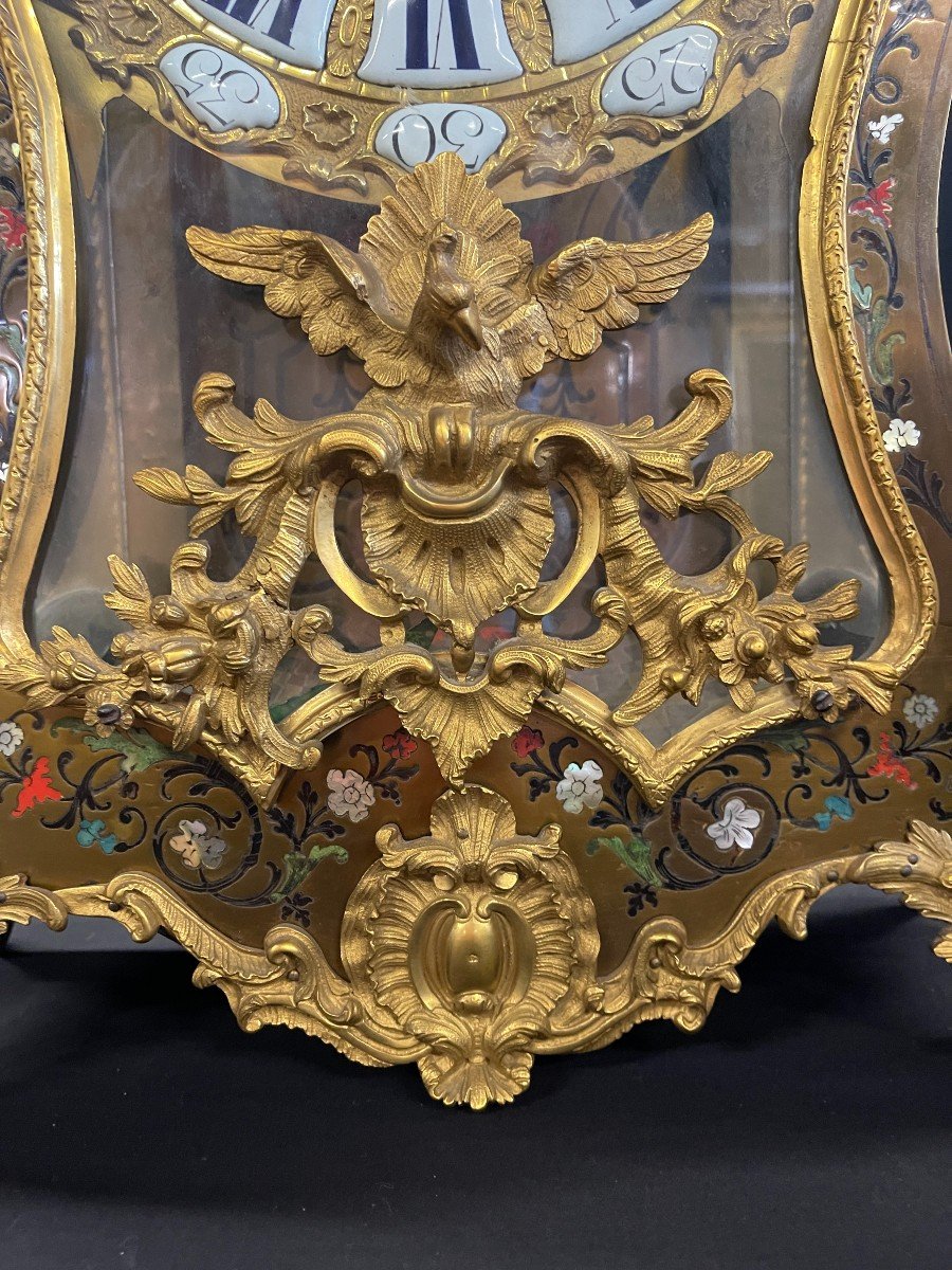 Cartel Et Sa Console d'époque Louis XV, signé Bailly l'Ainé à Paris-photo-3