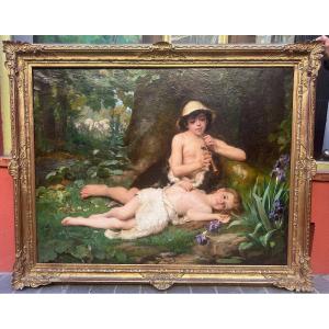 Costa Giovanni Battista (1833 - 1893) - Oil On Canvas "music In The Forest" XIXth