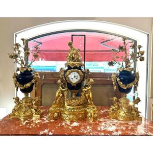 Large Porcelain And Gilt Bronze Fireplace Trim 19th Century