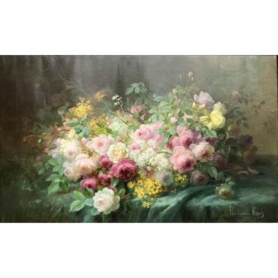 Marthe Élisabeth Barbaud-koch (1862- After 1928) - Flower Throw, Dated 1907