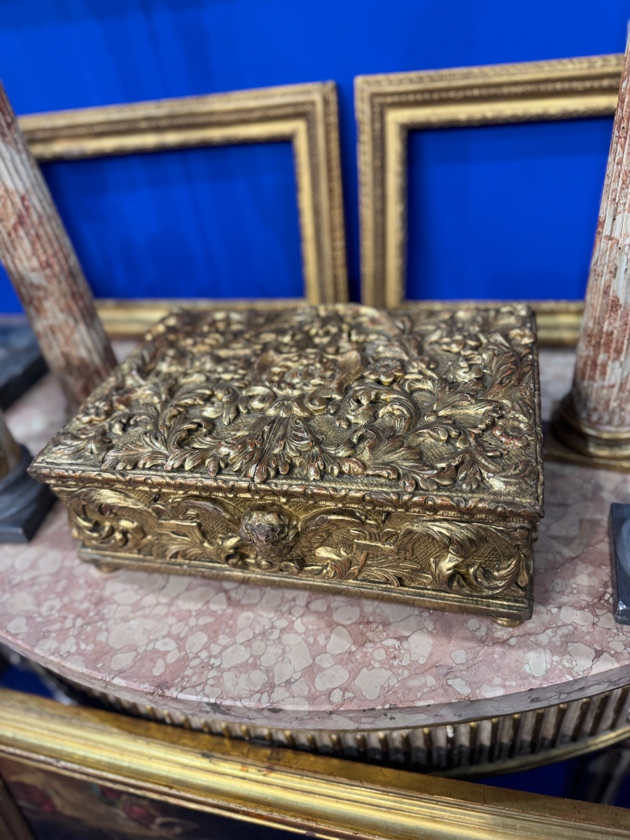 Antique 17th-century Venetian Chest, Finely Hand-carved And Gilded With Gold Leaf
