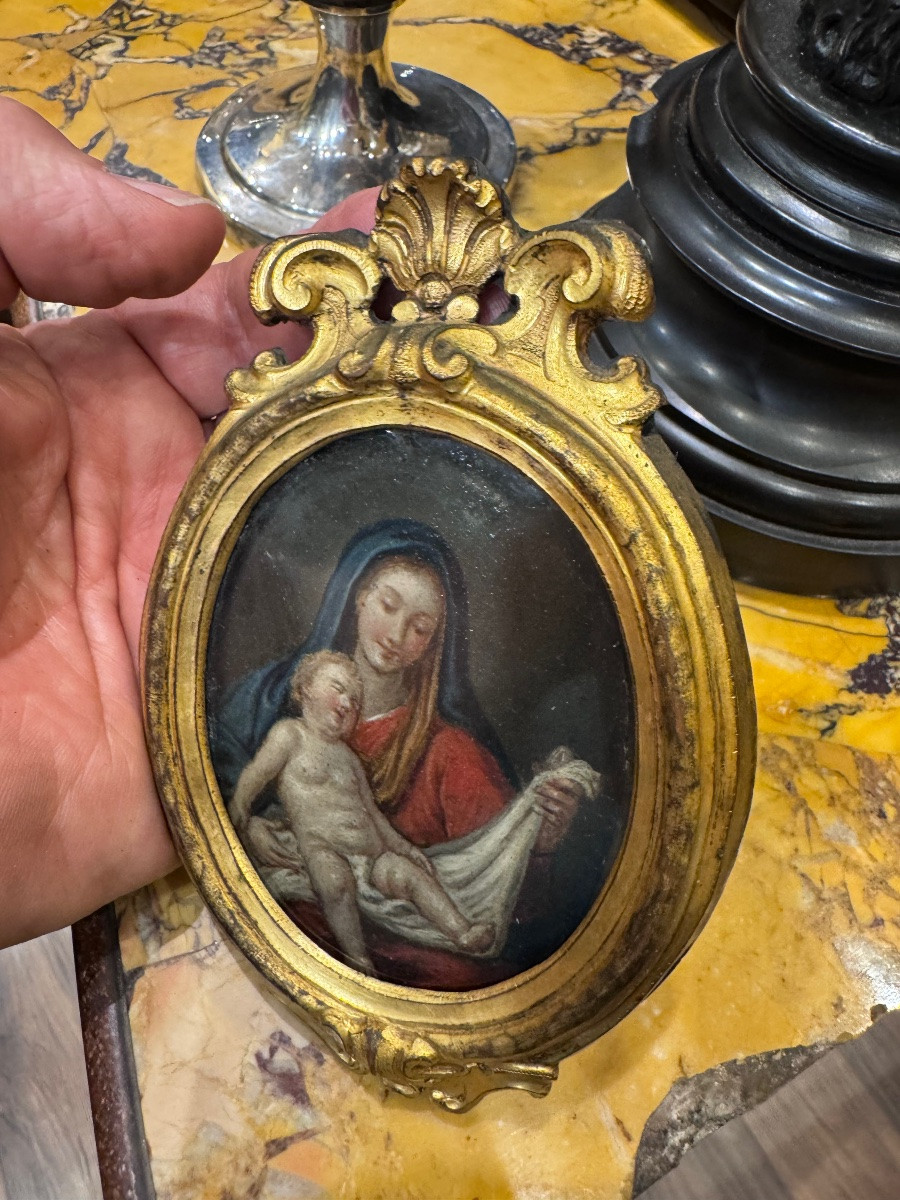 A Magnificent Miniature, Finely Painted In Oil On Copper, Naples, Louis XV Period, 18th Century, With Sumptuous-photo-2
