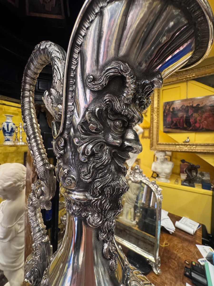 A Stunning Large Carafe Made Of Solid Silver, 800/000 Fineness, Completely And Exquisitely-photo-3