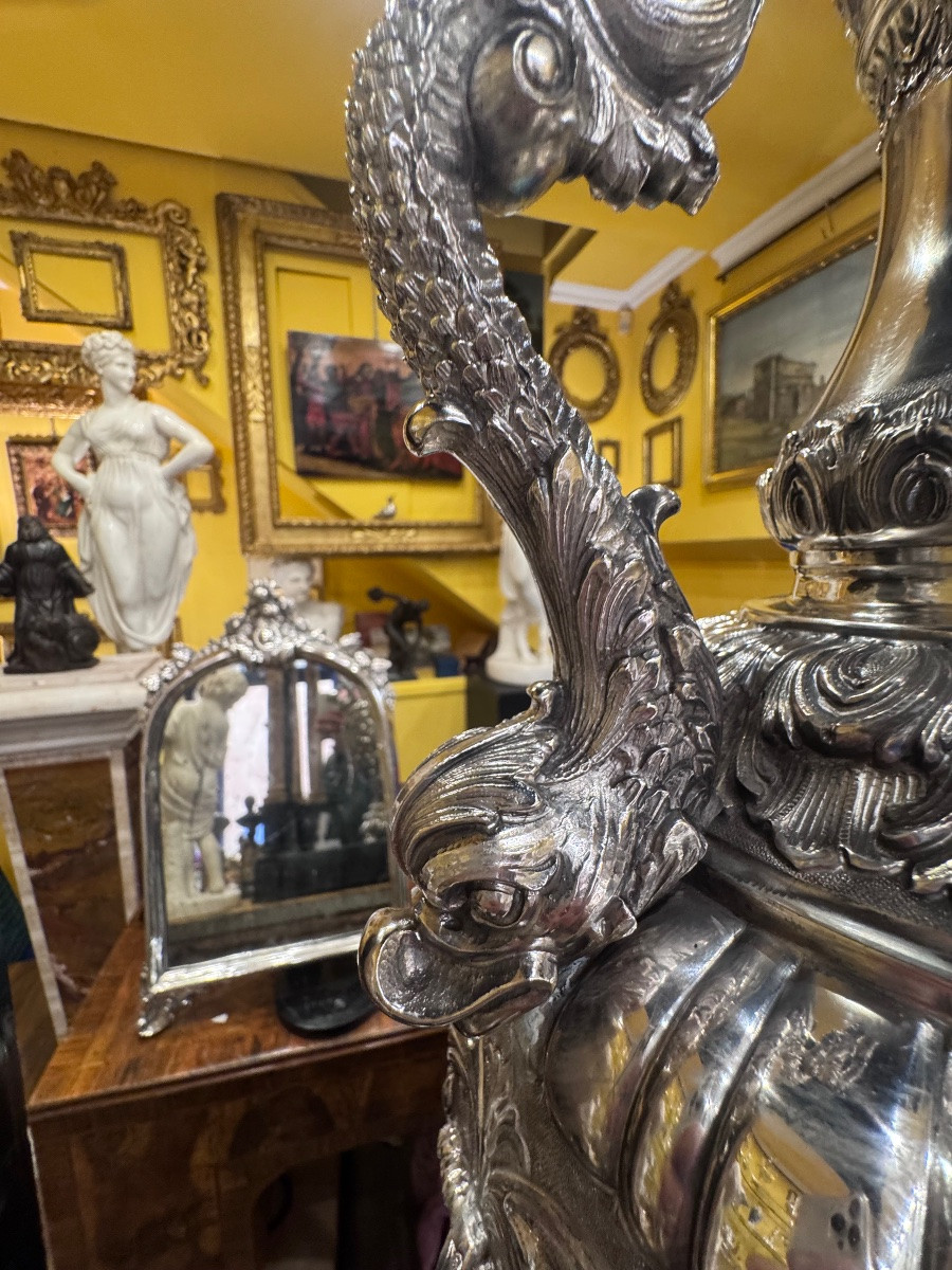 A Stunning Large Carafe Made Of Solid Silver, 800/000 Fineness, Completely And Exquisitely-photo-5
