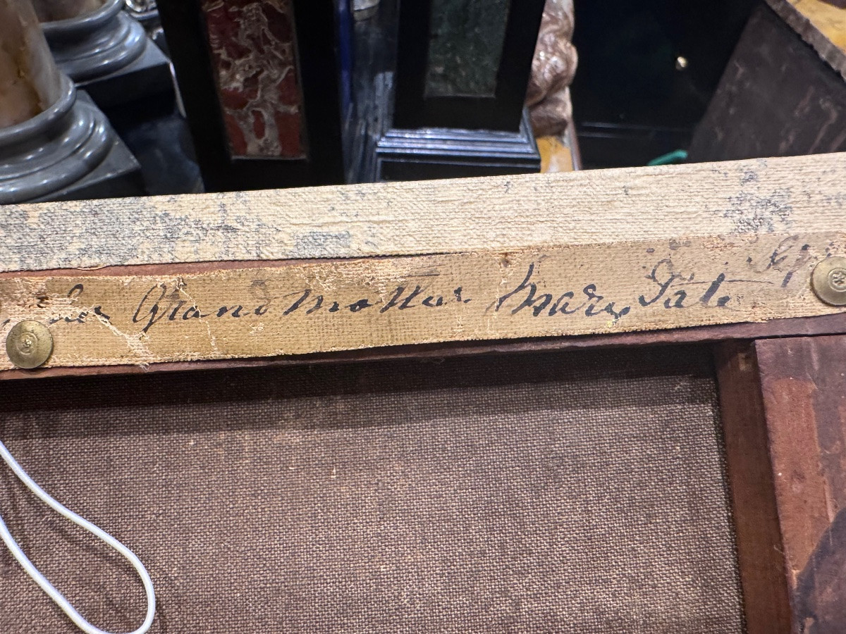 Peinture à l'huile ancienne sur toile, signée et datée au dos avec une dédicace de 1871. Représ-photo-1