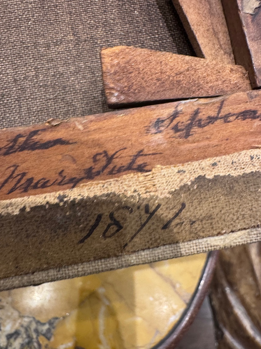 Peinture à l'huile ancienne sur toile, signée et datée au dos avec une dédicace de 1871. Représ-photo-3