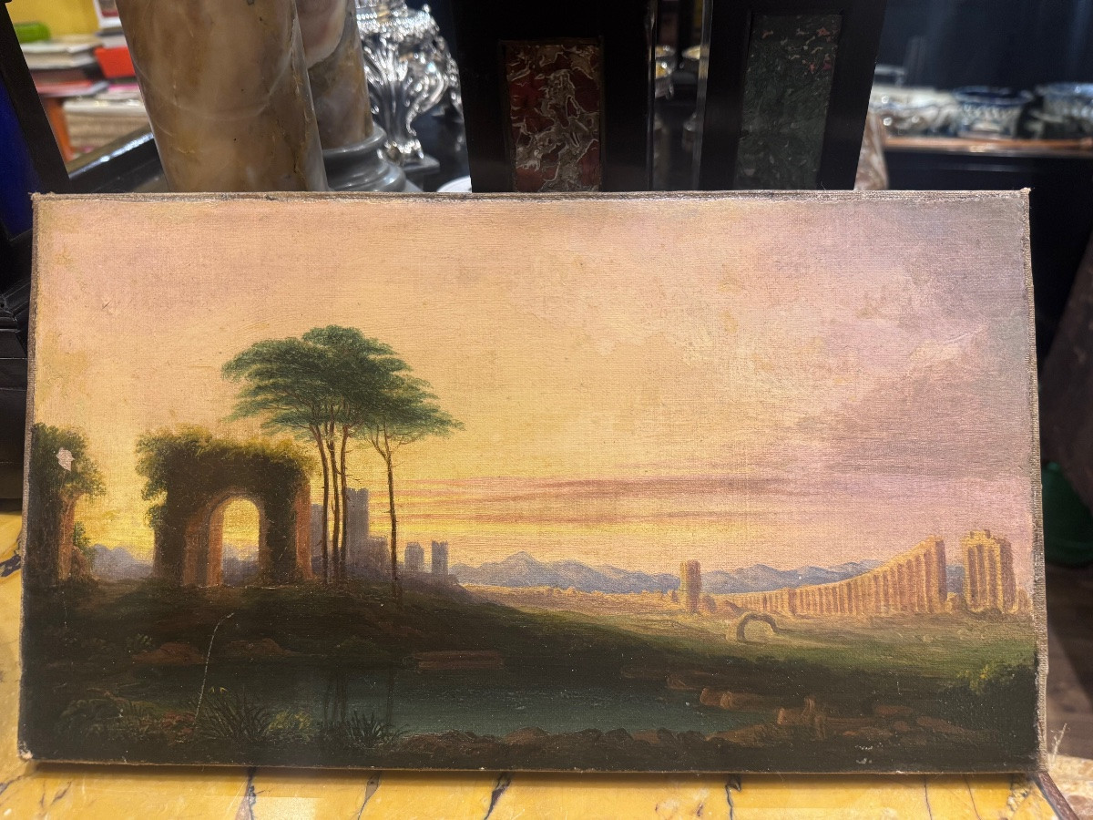Peinture à l'huile ancienne sur toile, signée et datée au dos avec une dédicace de 1871. Représ-photo-8