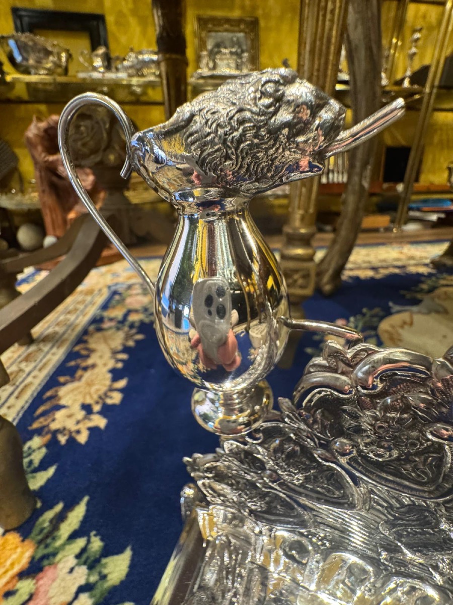 Lampe de Hanoucca juive en argent massif, finement travaillée à la main, composée de  huit boug-photo-6