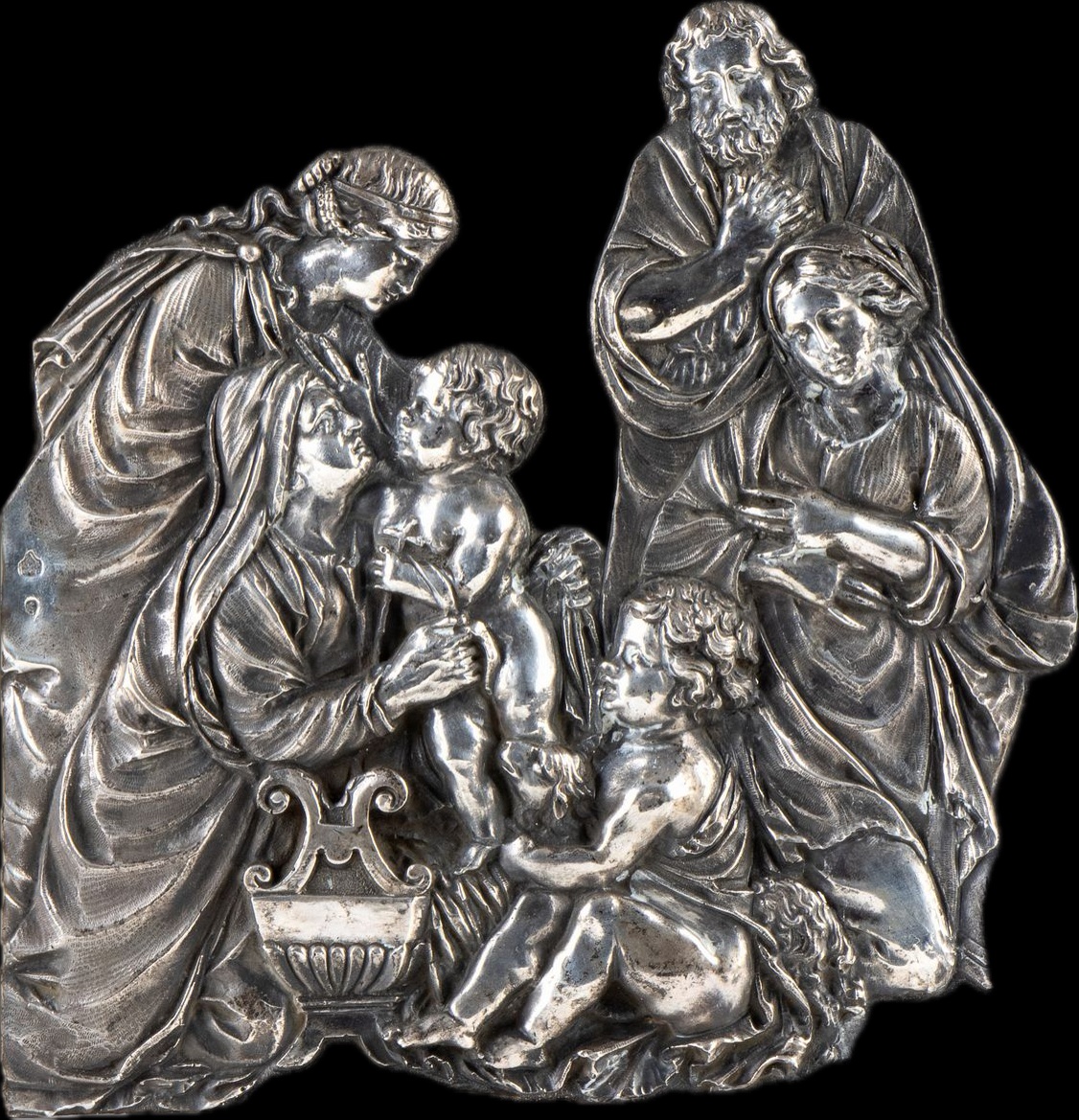 Plaque en argent représentant la Sainte Famille et des saints, Rome, fin du XVIIIe siècle.  Dim-photo-4