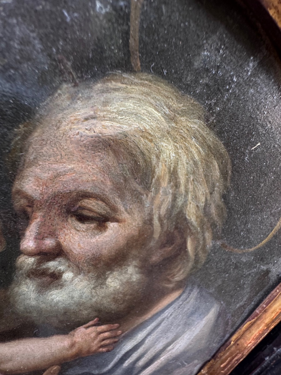 Tableau ancien de grande qualité, datant du XVIIe siècle et attribué au grand maître Francesco -photo-4