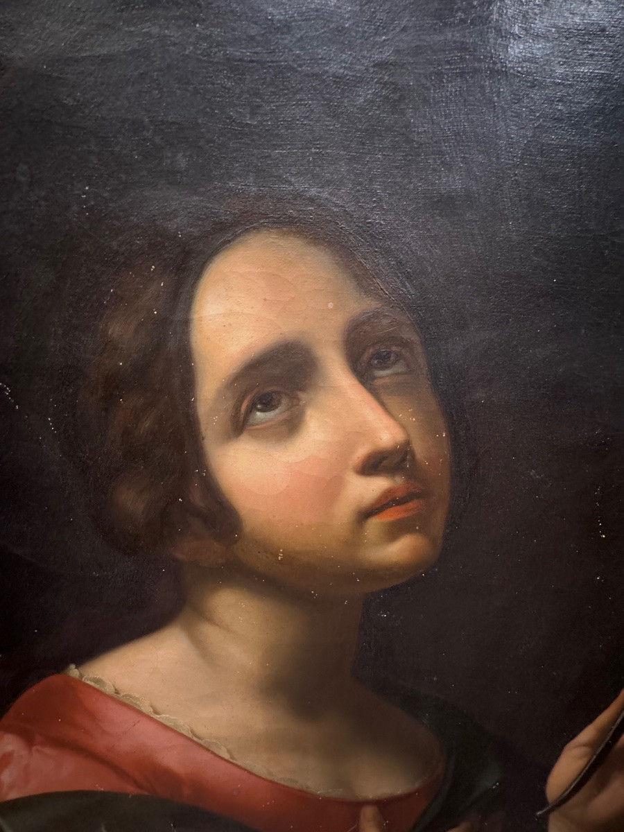 An Interesting Antique Painting Depicting Saint Apollonia By Carlo Dolci, Oil On Canvas, In-photo-2