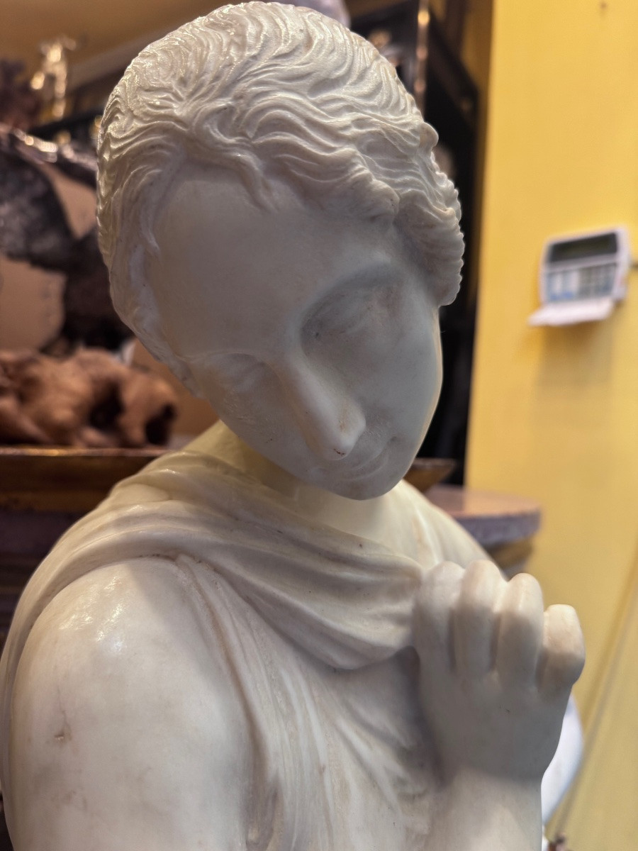 Paire de grandes sculptures féminines représentant deux Vestales dansant, par Canova, datant de-photo-3