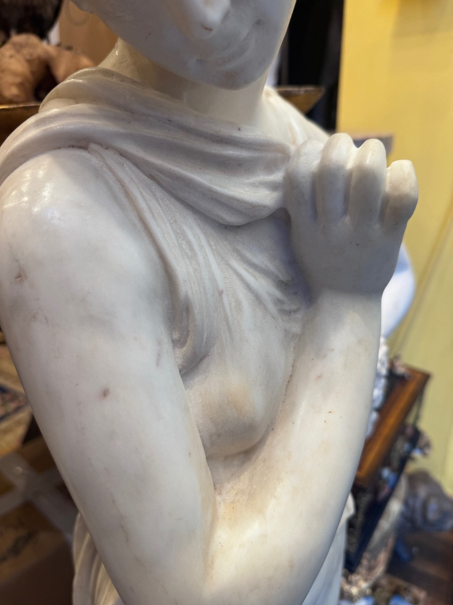 Paire de grandes sculptures féminines représentant deux Vestales dansant, par Canova, datant de-photo-4