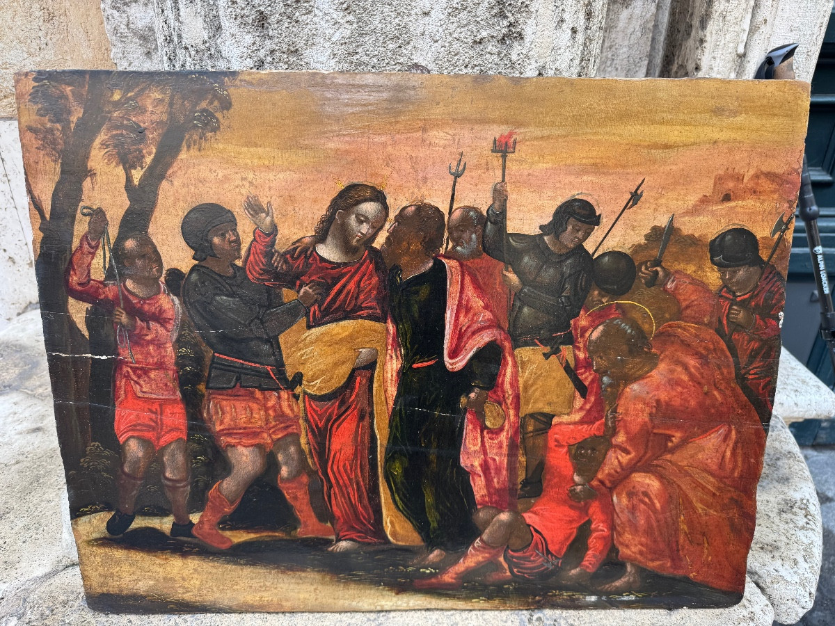 An Early 16th-century Venetian-cretan Panel Painting Depicting The Capture Of 