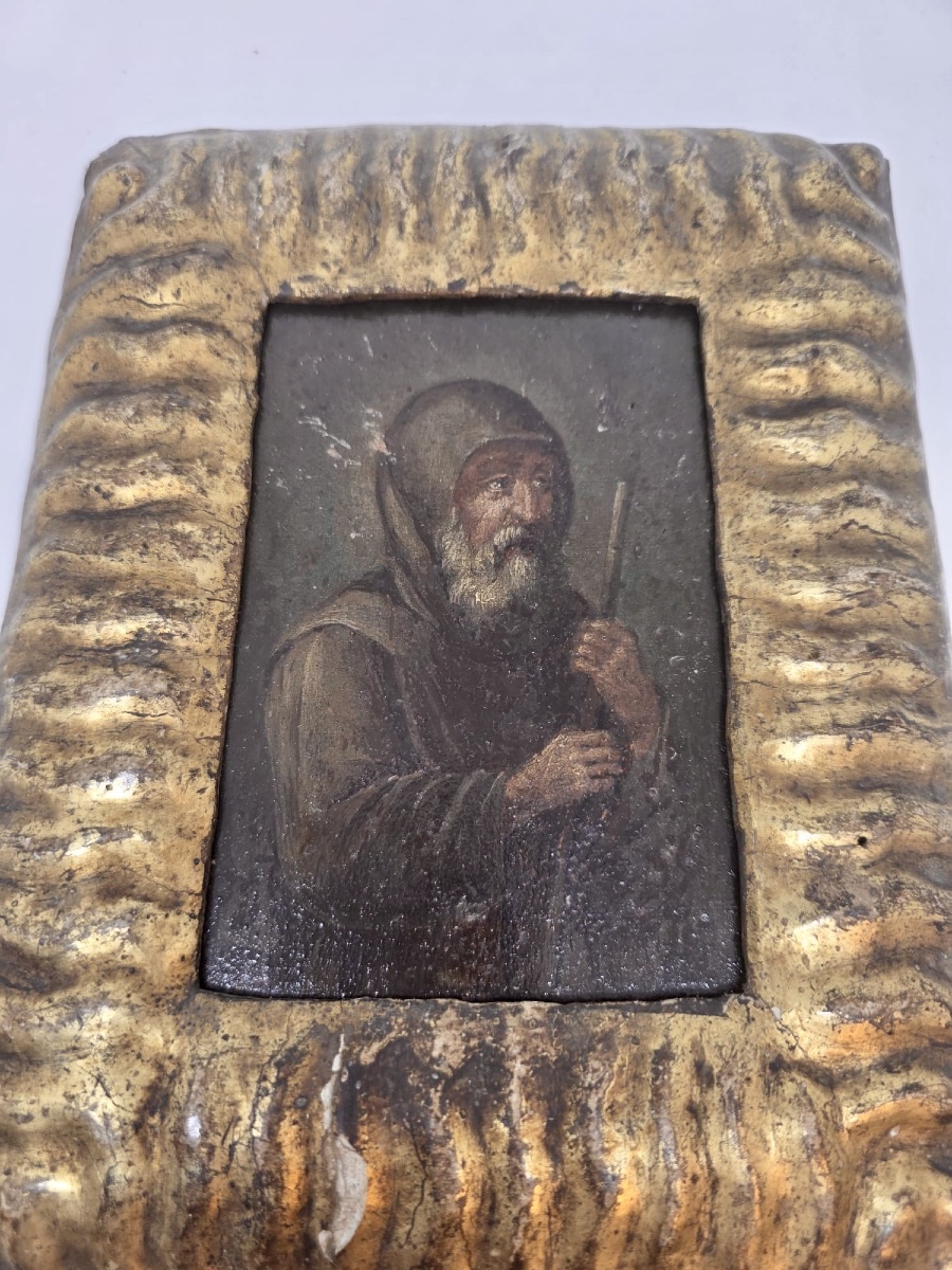 Petit tableau à l'huile sur bois de la fin du XVIe siècle, présenté dans un cadre d'époque exem-photo-4