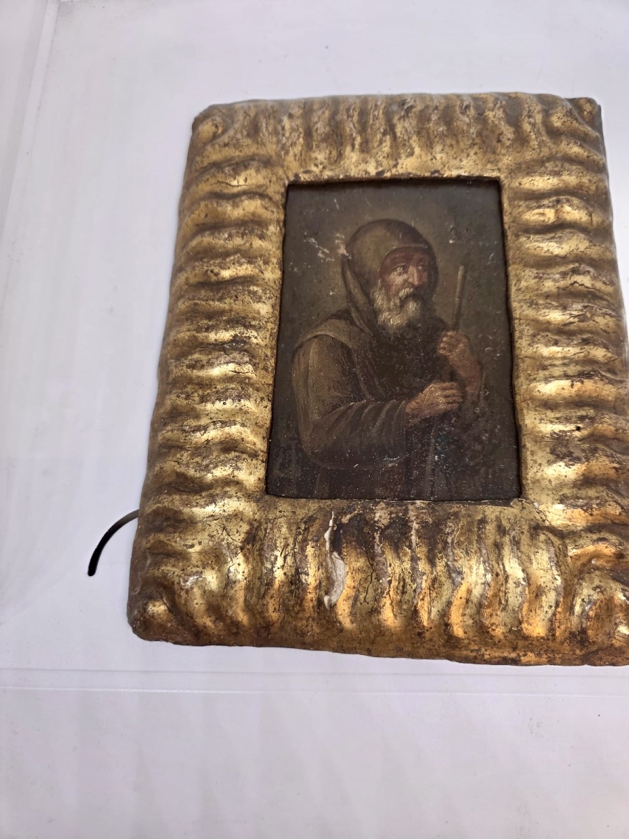 Petit tableau à l'huile sur bois de la fin du XVIe siècle, présenté dans un cadre d'époque exem-photo-6