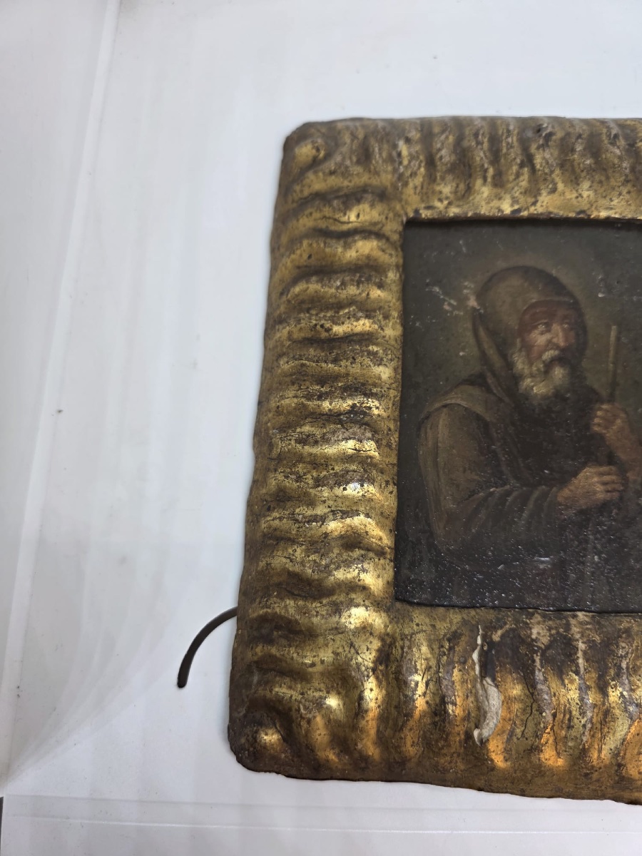 Petit tableau à l'huile sur bois de la fin du XVIe siècle, présenté dans un cadre d'époque exem-photo-7