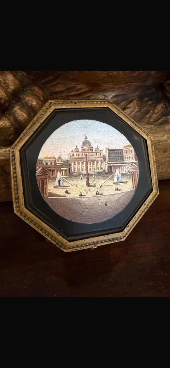 Description  Boîte à bijoux, Rome, fin du XIXe siècle, vers 1850/60  De forme hexagonale, en mé-photo-7