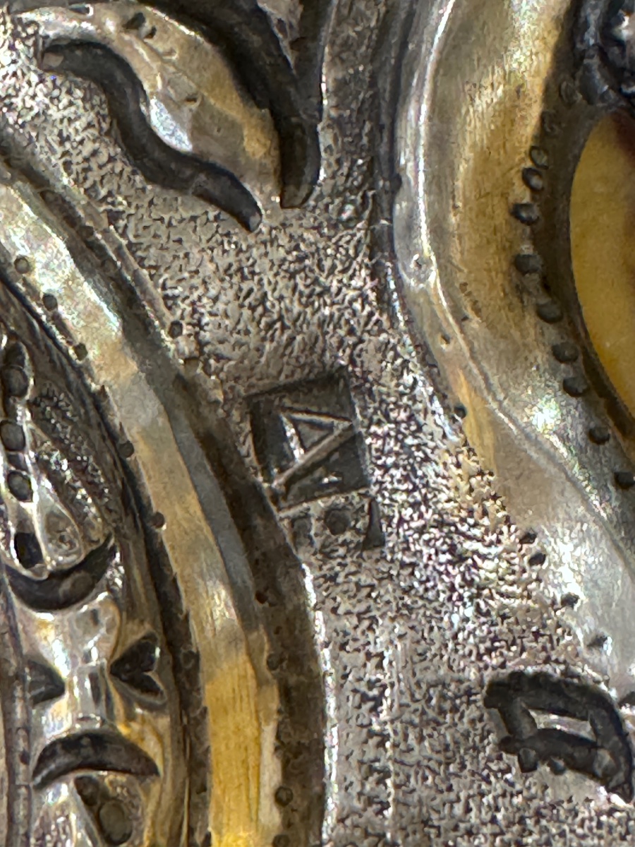 Antique Small Silver Frame, Finely Embossed And Engraved, From The 18th Century, Dated Palermo 1737, With-photo-2