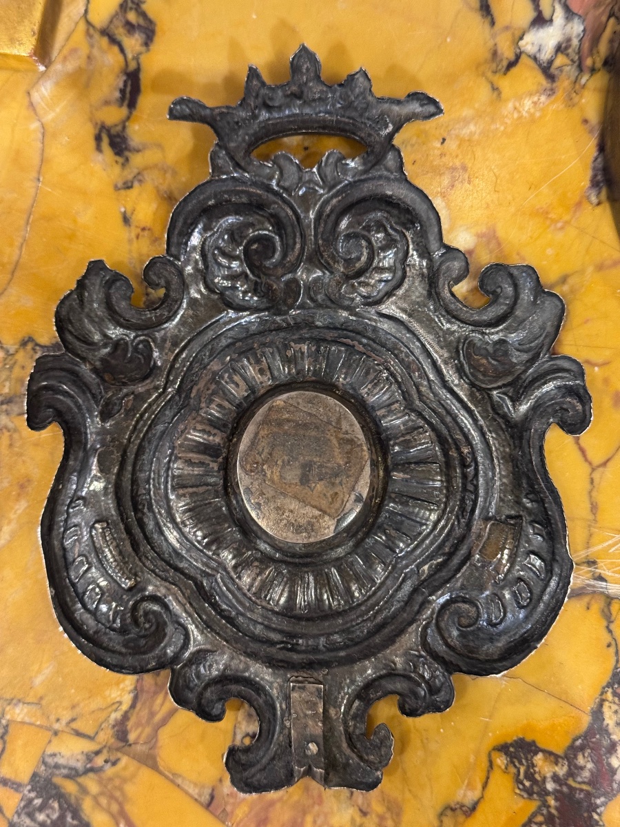 Antique Small Silver Frame, Finely Embossed And Engraved, From The 18th Century, Dated Palermo 1737, With-photo-8