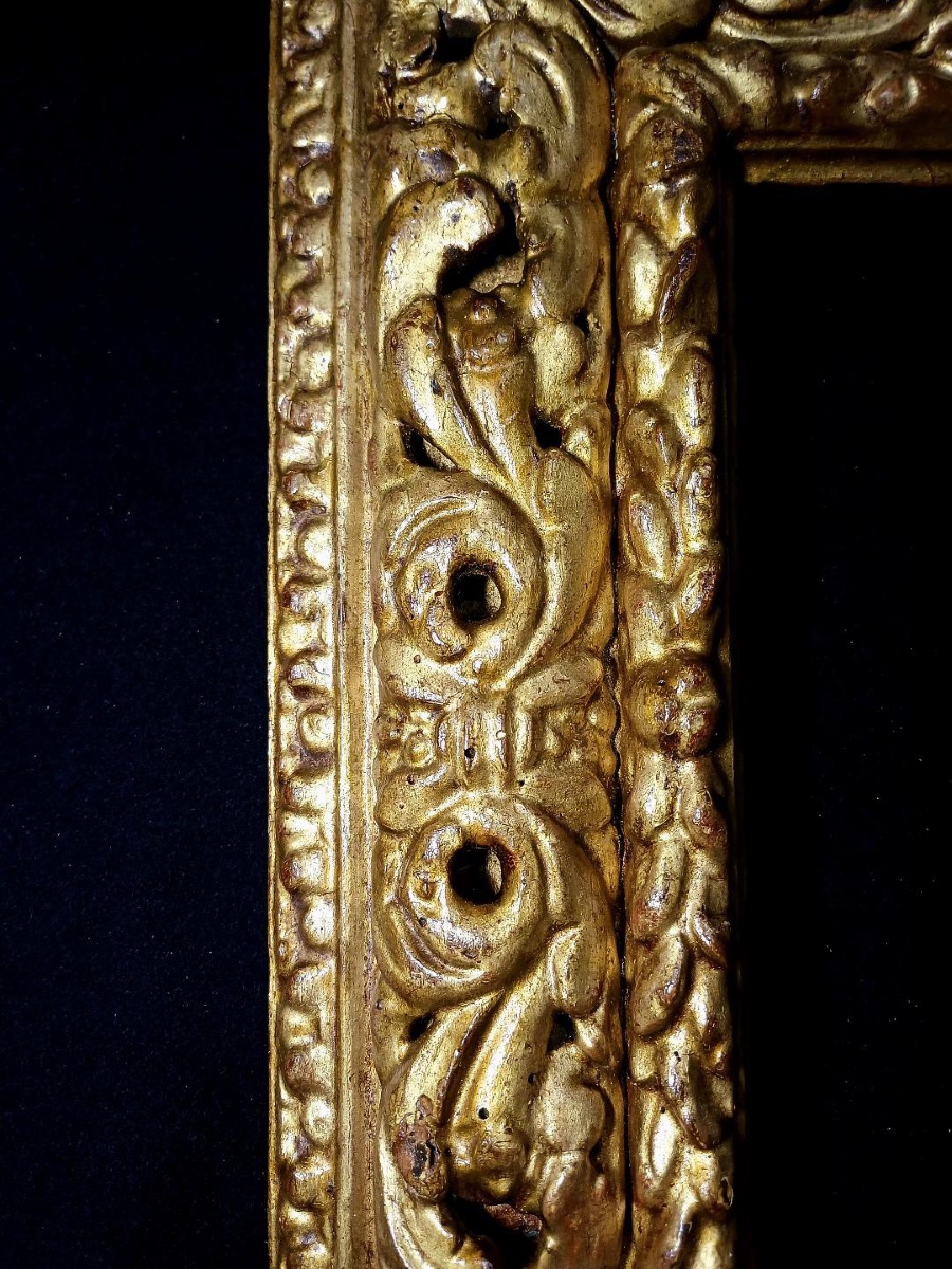 Cadre ancien, finement sculpté et percé à la main avec expertise, doré à la feuille d'or 24 car-photo-3