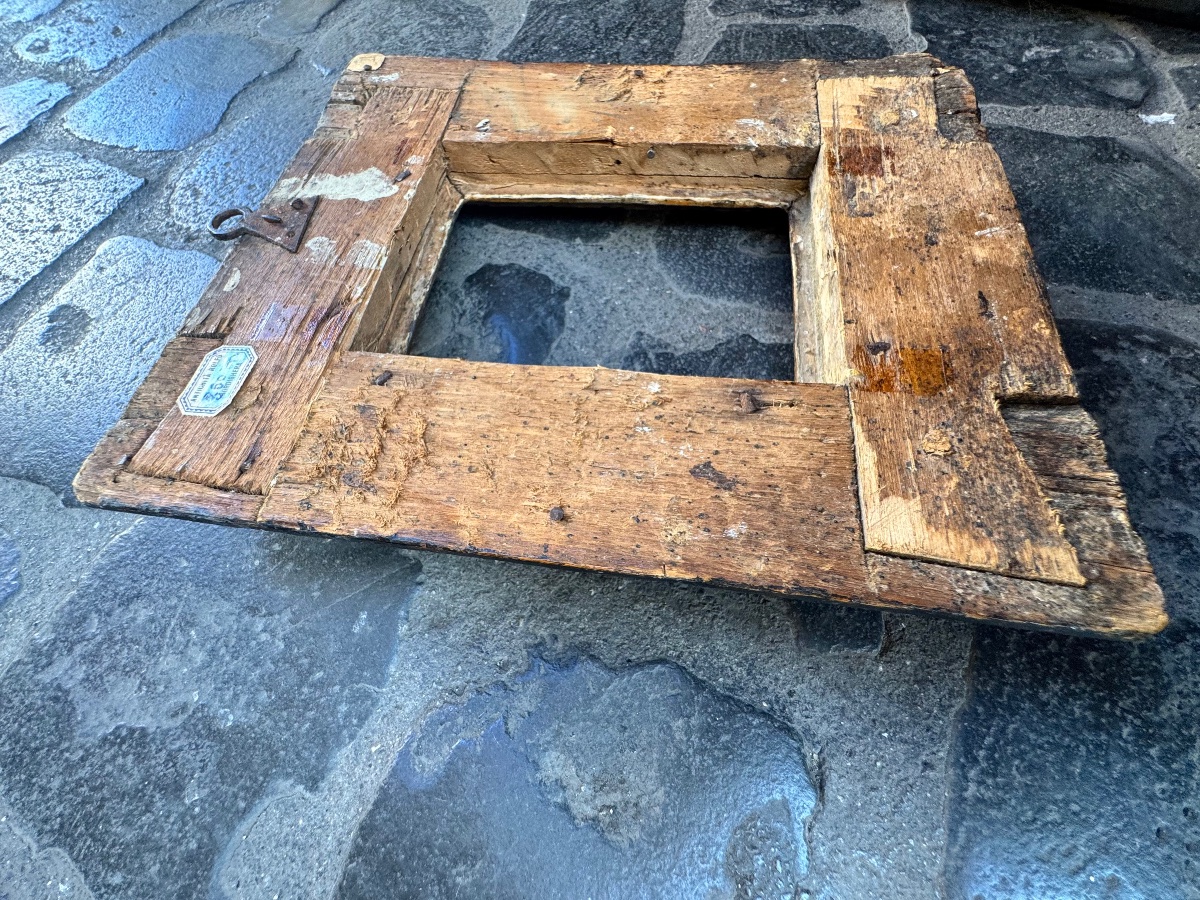 Rare Antique Collectible Frame From Siena, 16th Century, Black Lacquer, Accented With Gold, With The-photo-2