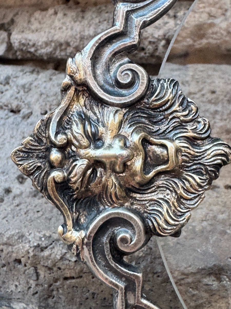 A Rare Example Of A Solid Silver Lens, Hand-chiseled With Masks Accented In Gold -photo-5