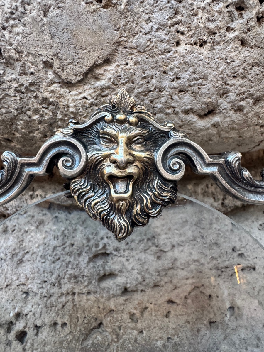 A Rare Example Of A Solid Silver Lens, Hand-chiseled With Masks Accented In Gold -photo-6