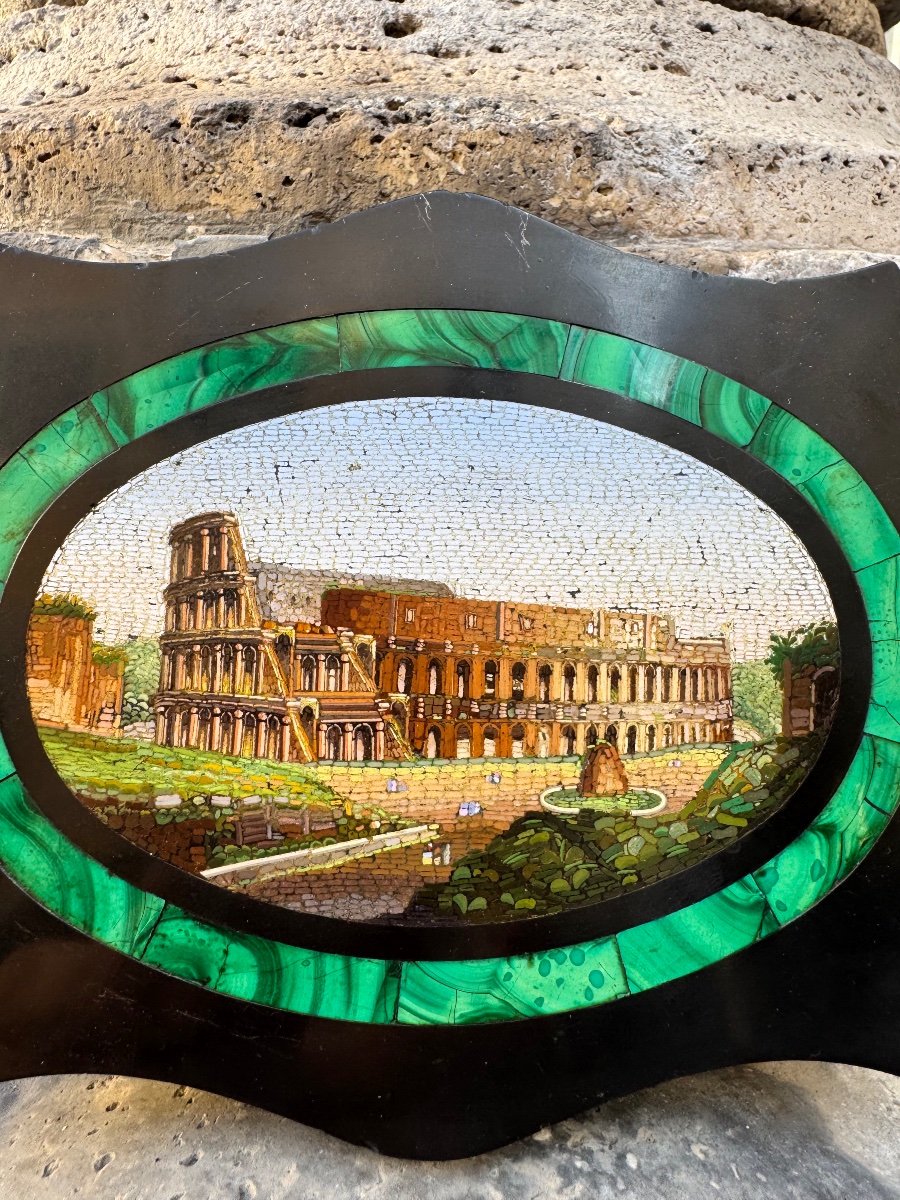 Ancien spécimen de micromosaïque romaine, issu de l'ancienne école du Vatican, représentant une-photo-3