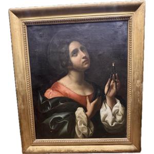 peinture ancienne représentant sainte Apolline, par Carlo Dolci, huile sur toile e