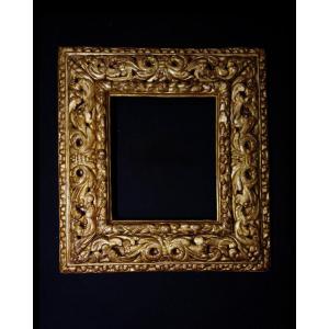 Antique Frame, Finely Carved And Expertly Hand-drilled, Gilded With Contemporary 24k Gold Leaf,