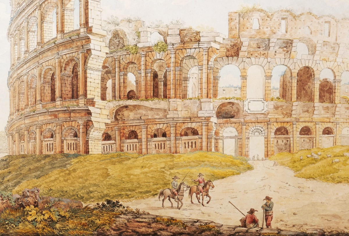 Vue du Colisée - Franz Kaisermann (Yverdon, 1765 – Rome, 1833)-photo-4