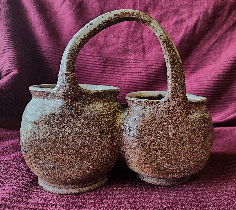 Ceramics / Two Pots Connected By A Handle.-photo-2