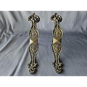 Porte tringle / Bronze / Style Louis XV. / Paire.