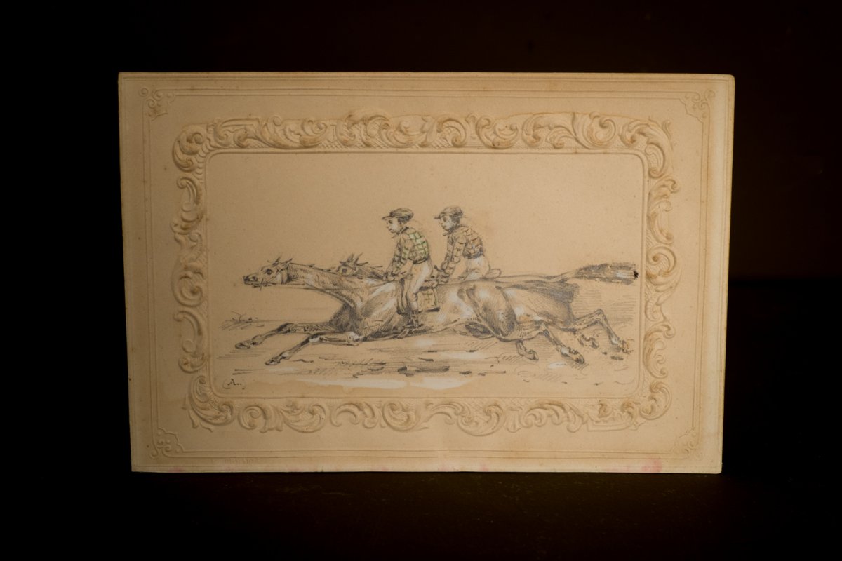 Rare .. Small Drawing, Horse Racing,  Alfred De Dreux ..