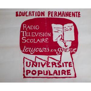 rare .. affiche Mai 68 - Éducation Permanente - Université Populaire .. .