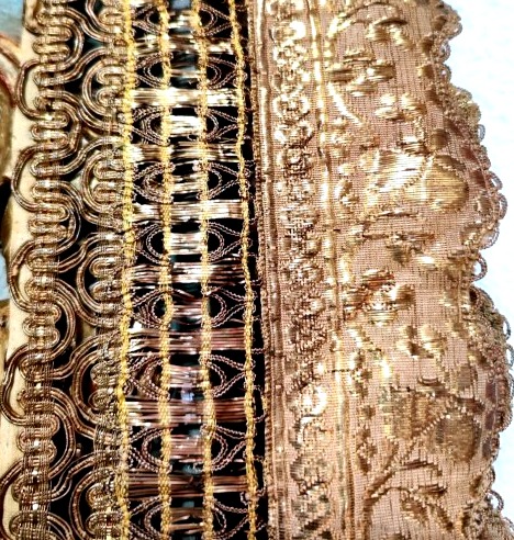 Rare, Wide Gold-threaded Trim, 350 Cm, From The 19th Century -photo-2