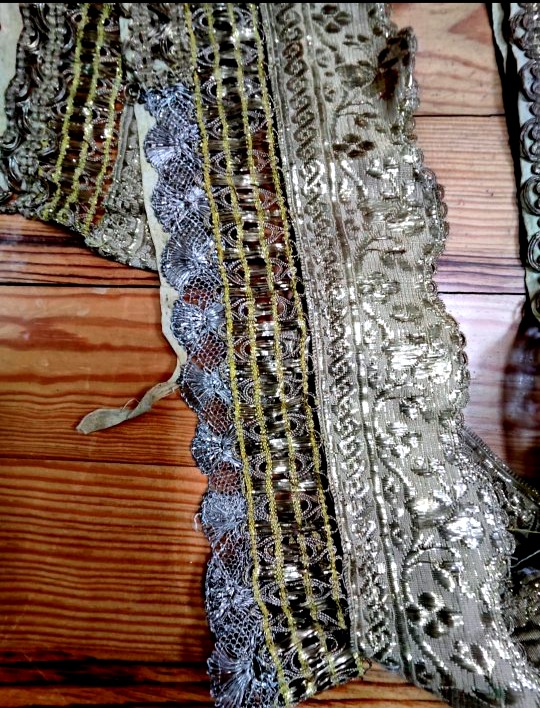 Rare, Wide Gold-threaded Trim, 350 Cm, From The 19th Century -photo-3