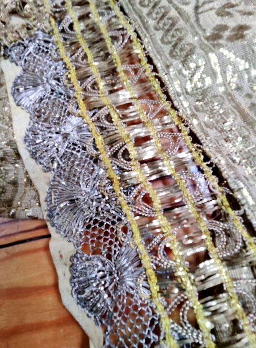 Rare, Wide Gold-threaded Trim, 350 Cm, From The 19th Century -photo-4