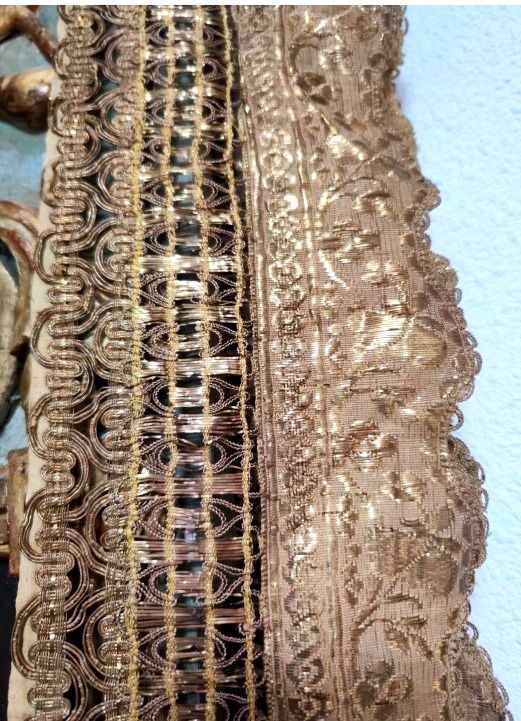 Rare, Wide Gold-threaded Trim, 350 Cm, From The 19th Century 