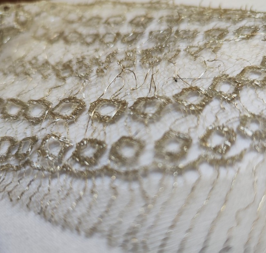 Important Galon de Passementerie en Dentelle Métallique Argentée - 5,40 m-Époque Art Nouveau-photo-2