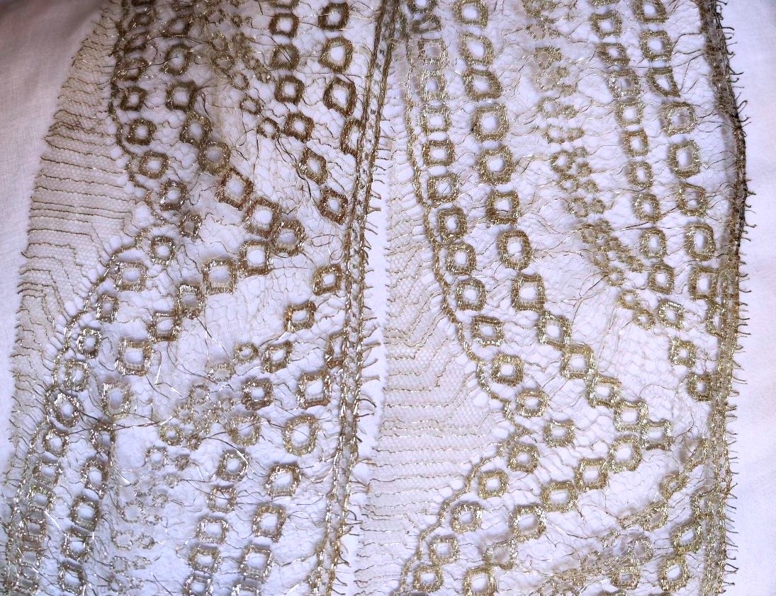 Important Galon de Passementerie en Dentelle Métallique Argentée - 5,40 m-Époque Art Nouveau